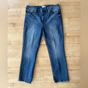 Good American Good Straight Jeans Womens 12/31 Dark Wash High Rise Stretch